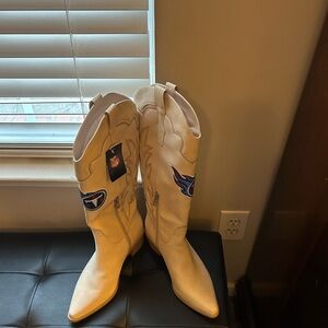 NFL Cream Heeled Cowboy Boots